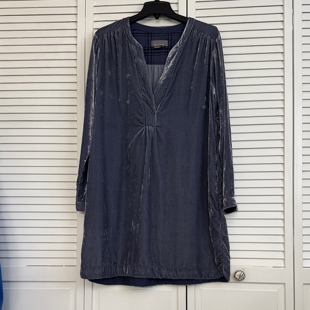 Anthropologie Slate Blue Long Sleeve Dress